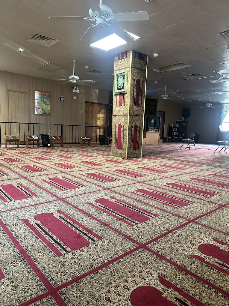 Rows of prayer rugs in the hall